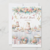 Élégant déjeuner Fête des mariées rose Invitation (Dos)