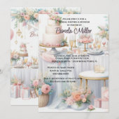 Élégant déjeuner Fête des mariées rose Invitation (Devant / Derrière)