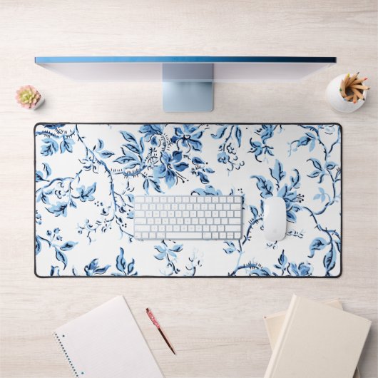 Elegant Delft Blue et White Floral (Bureau 1)