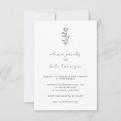 Elegant Delicate Black & White Minimalist Wedding Kaart (Voorkant)