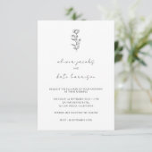 Elegant Delicate Black & White Minimalist Wedding Kaart (Staand voorkant)