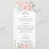 Elegant Delicate Blush Roze Bloemen Bruiloft Menu (Voorkant / Achterkant)