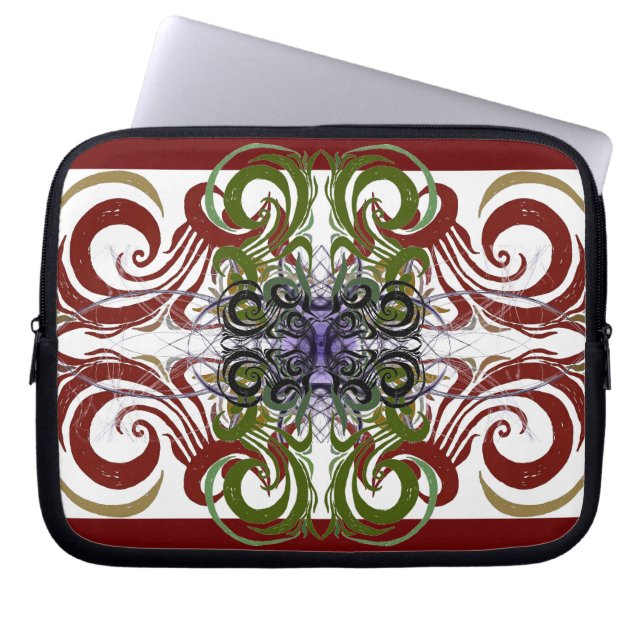 Elegant demaspatroon laptop sleeve (Voorkant)