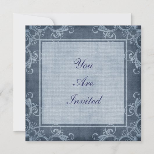 Elegant Denim Blue Embellish Border Invitation Kaart (Voorkant)