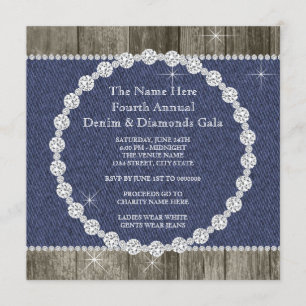 Elegant Denim en Diamonds-feest Kaart