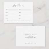 élégant, dentiste, carte de rendez-vous dentaire (Devant / Derrière)