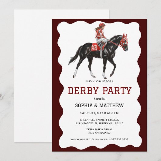 Elegant Derby Party Horse Racing Invitation (Devant / Derrière)