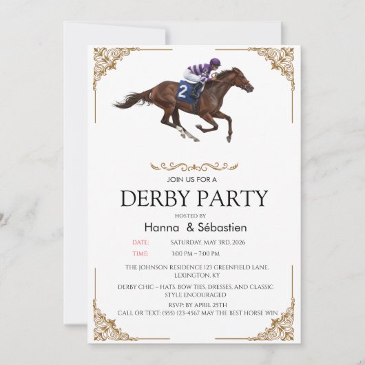 Elegant Derby Party Horse Racing Invitation (Devant)