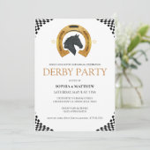 Elegant Derby Party Invitation with Gold Horseshoe (Debout devant)