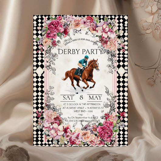 Elegant Derby Party Invitation with Horse Racing I