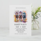 Elegant Derby Party Invitation with Horse Racing I Kaart (Staand voorkant)