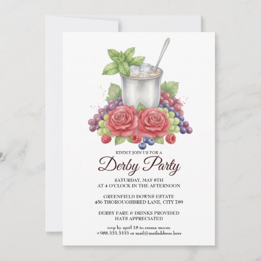 Elegant Derby Party Mint Julep Invitation (Devant)