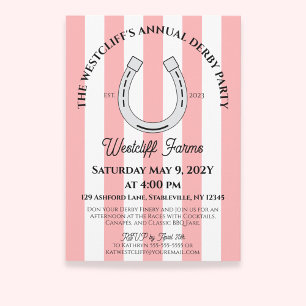 Elegant Derby Party Roze Cabana Stripes Hoefijzer Kaart