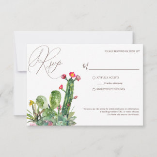 Elegant Desert Cacti Succulents Wedding RSVP Kaartje