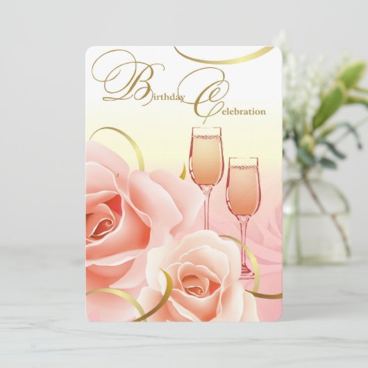 Elegant Design Birthday Party Custom Invitations Kaart (Staand voorkant)