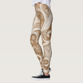 Elégant design blanc complexe sur les Leggings Tan (Gauche)