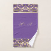 Élégant Design Chic Or Flûte Monogramme Violet (Serviette à main)