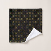 Elégant design doré Abstrait sur noir (Gant de toilette)
