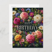 Elégant design floral carte postale Anniversaire (Devant / Derrière)