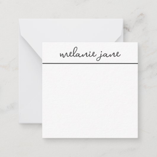 Élégant design moderne Script blanc carte note pla (Devant)