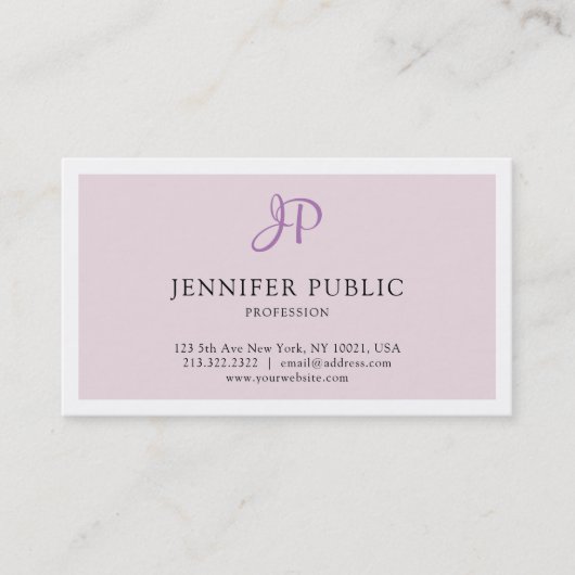 Elegant design monogram gestroomlijnd platte tonen visitekaartje (Voorkant)