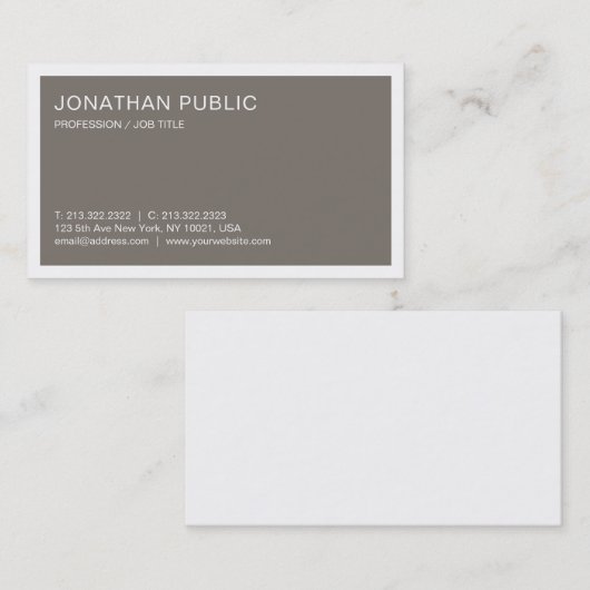 Elegant design stijlvol design in Trendy Brown Lux Visitekaartje (Voorkant / Achterkant)