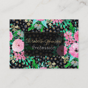 Elegant design van luipaard en roze Floral Black Visitekaartje