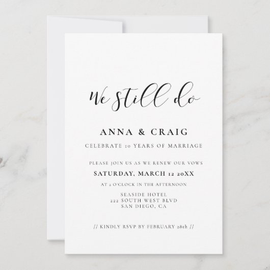 Elegant design We doen nog steeds Vow vernieuwing Kaart (Voorkant)