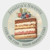 Elegant Dessert Baker Cake Cateraar Cupcake Bakker Ronde Sticker (Voorkant)