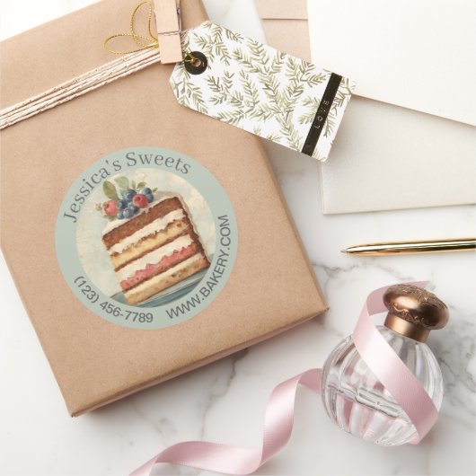 Elegant Dessert Baker Cake Cateraar Cupcake Bakker Ronde Sticker (Geschenken)