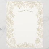 Élégant dessin floral papier d'écriture ivoire (Devant / Derrière)