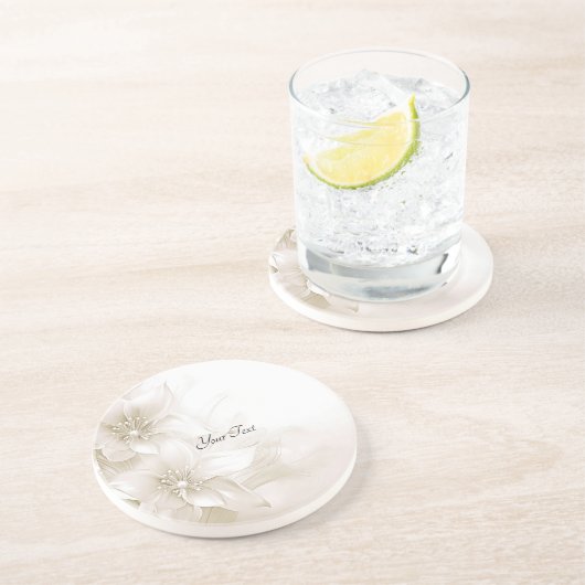 Elégant Dessous de verre en grès de grès blanc ivo (Côté)