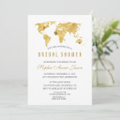 Elegant Destination Gold Wereldkaart Vrijgezellenf Kaart (Staand voorkant)