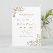 Élégant deux mariées or scroll faire-part de maria (Debout devant)