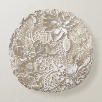 Elegant deze kant en diamanten rond kussen