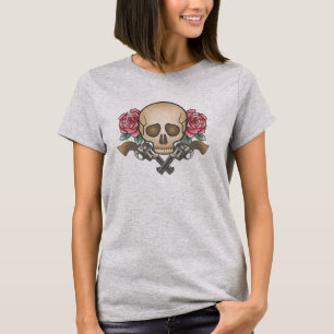 Elegant Dia de los Muertos Skull en Pistolen   Shi T-shirt