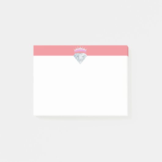 Elegant diamant en tiara op koraal en wit post-it® notes (Voorkant)