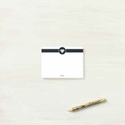 Elegant diamant, zwart-wit post-it® notes (Op bureau)