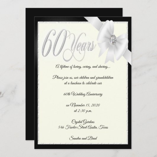 Elegant Diamond 60ste Jubileum feestdag Kaart (Voorkant / Achterkant)