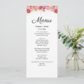 Elegant Diamond and Pink Floral Wedding Menu (Staand voorkant)