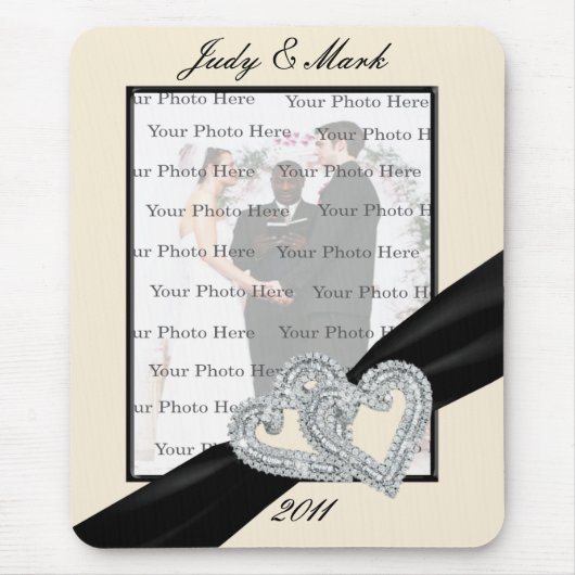 Elegant Diamond Black Ribbon Muismat (Voorkant)