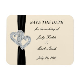 Elegant Diamond Black Ribbon Save the Date Magnet Magneet