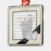 Elegant Diamond Black Ribbon SilverSquare Ornament (Links)