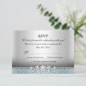 Elegant Diamond Blue RSVP Kaartje (Staand voorkant)