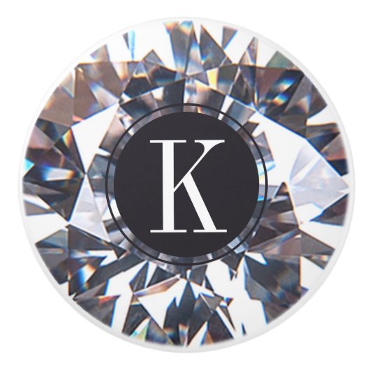Elegant Diamond Crystal Monogram Keramische Knop (Voorkant)