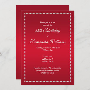 Elegant Diamond Framed Red Birthday Kaart
