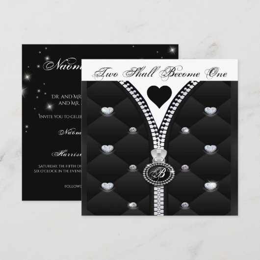 ELEGANT DIAMOND HEART INVITATION KAART (Voorkant / Achterkant)