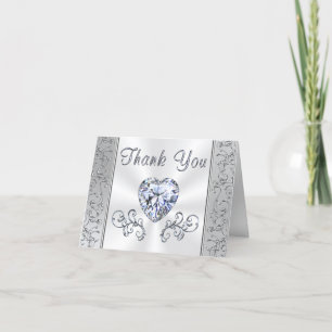 Elégant Diamond Heart Mariage Merci Cartes