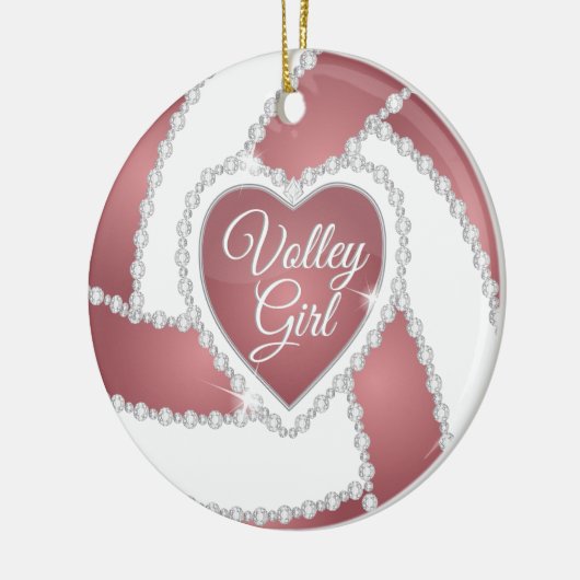 Elegant Diamond Heart Roos Gold Volleyball Keramisch Ornament (Links)