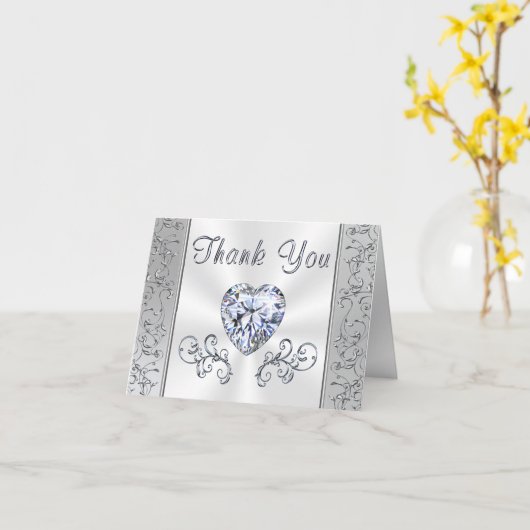 Elegant Diamond Heart Weddenschap Hartelijk dank Kaart (Gele Bloem)